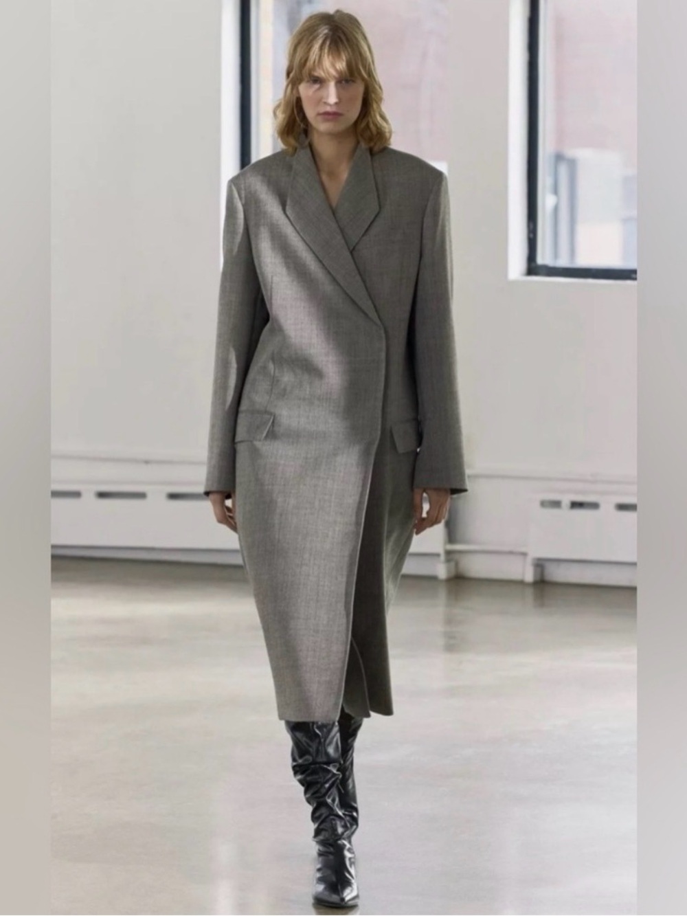Zara Collection Wool Long Classic Tailored Brown Blazer Coat